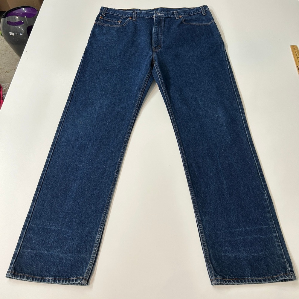 Levis 505 Regular Fit Straight Leg Jeans Mens 40x34 Dark Wash Indigo Made in USA